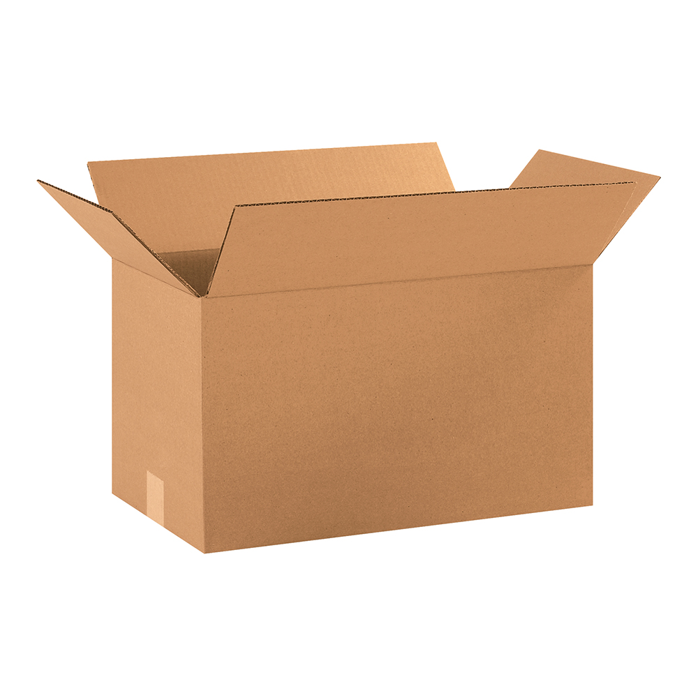 A rectangular brown Box Partners™ carton with four short, open flaps 18 x 10 x 10" Corrugated Boxes